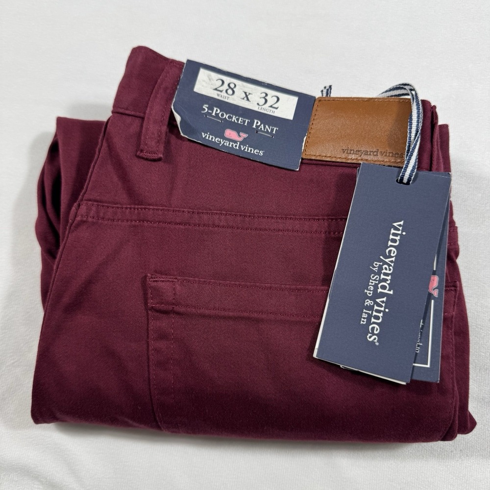 Vineyard Vines Leeward Luxe 5-Pocket Pant Men 28x32 Crimson Red Stretch NWT $178